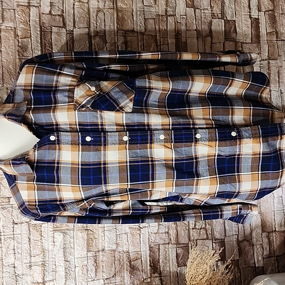 The North Face  Blue and Brown Plaid Shirt